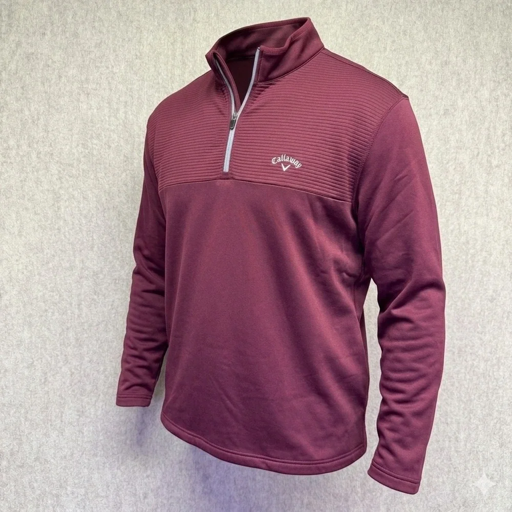 Callaway 1/4 Zip Pullover‎ Men XXL Maroon Textured Golf Fleece Weather Series